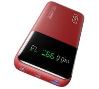 INIU Power Bank, 140W 25000mAh Bateria Externa Carga Rapida, Bateria Portatil USB C Input & Output para iPhone Samsung iPad Xiaomi Huawei, Mochila Viaje Essentials Apto para Hombres y Mujeres, Rojo