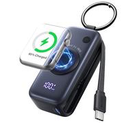 INIU Power Bank para Apple Watch, 5000mAh Batería Externa con Cable Incorporado, Cargador Portátilpara Delgado con Llavero de Viaje Pantalla LCD para iWatch 10/9/8/Ultra2/Ultra/SE, iPhone 16/15 etc