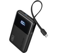 INIU Power Bank, Cargador Portátil de 10000 mAh 20W con Cable USB-C Integrado, USB C In&out, Batería Externa Carga Rapida Delgada y Liviana para iPhone 16 15 14 13 Samsung S23 S22 Google y Más