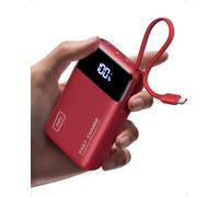 INIU Power Bank, Mini 45W 20000mAh Bateria Externa con Cable USB-C Integrado, USB C In&out Fast Charging Bateria Portatil para iPhone Samsung, Viagem Essentials Apto para Hombres y Mujeres, Rosso