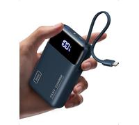INIU Power Bank, Pequeña 45W 20000mAh Bateria Externa Carga Rapida con Cable USB-C Integrado, USB C Bateria Portatil para iPhone Samsung, Mochila Viaje Essentials Apto para Hombres y Mujeres, Azul