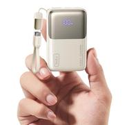 INIU Power Bank, Ultra Mini 45W Carga Rápida 10000mAh Bateria Externa con Cable USB C Desmontable, Apto para Avión & Esenciales de Viaje, Bateria Portatil para iPhone 17 16, Xiaomi, Blanco Claro