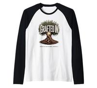 Injertado En Rooted in The Promise Romans 11 Olivo Camiseta Manga Raglan