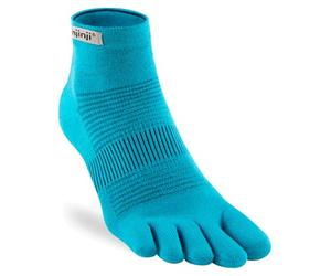 injinji - Calcetines bajos ligeros de dedos de lana para correr para hombre, Pacific Blue, Large