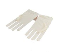 Injoyo - Guantes para niña de dama de honor o comunión,diseño floral con lazo de satén y gasa, color beige