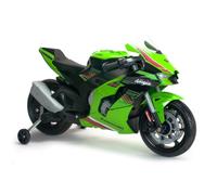 INJUSA Moto Eléctrica Niños 3 Años 4 Años 5 Años Kawasaki Ninja 12V - Moto a Batería para Niños con Ruedas de Apoyo - Luces y Sonidos - Licencia de Marca - Color Verde
