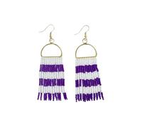 INK+ALLOY - Pendientes para el día del juego para mujer, aretes de flecos con cuentas para trajes de fútbol americano, joyería hecha a mano para estudiantes universitarios, regalos de equipo