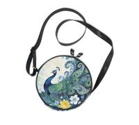Ink and Wash - Bolso bandolera redondo con estampado de pavo real