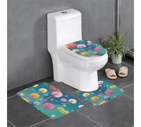 Ink Dandelion Alfombra decorativa de felpa, juego de 3 protectores de baño, dormitorio, cocina, bañera, hogar, alfombra absorbente al aire libre