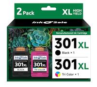 INK E-SALE 301XL 301 XL Cartuchos de Tinta Negro y Color Remanufacturado Alta Capacidad Compatible con HP 301 para DeskJet 1050 1510 2050 2540 Envy 4500 5530 OfficeJet 2620 2622 (2-Pack)