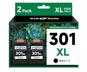 INK E-SALE 301XL Cartuchos de Tinta Negro Remanufacturado (2 Pack) Cartucho Compatible con HP 301 para DeskJet 1000 1050 1510 2050 2510 2540 Envy 4500 4502 5530 5532 OfficeJet 2600 2622
