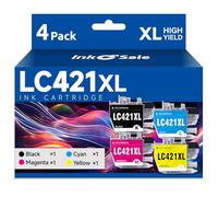 INK E-SALE LC421XL Cartuchos de Tinta Compatibles con Brother LC-421XL 4-Pack para DCP-J1050DW DCP-J1140DW MFC-J1010DW