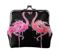 Ink Flamingos - Cartera ligera minimalista para viajes escolares y de trabajo, Black, Talla única, Bolsa para monedas