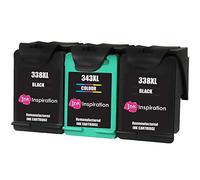 Ink Inspiration® 3 Cartuchos de Tinta Remanufacturados para HP 338 343 Photosmart 2575 2610 2710 8150 8450 8750 C3180 DeskJet 460c 6540 6620 9800 PSC 1610 2355 Officejet 100 150 6210 H470