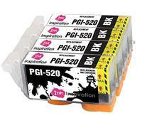 INK INSPIRATION® Reemplazo para Canon PGI-520 PGI-520BK Negro Multipack 4 Cartuchos de Tinta Compatible con Canon Pixma MP560 MP640 MP630 MP620 iP4600 iP4700 iP3600 MP540 MP990 MP980 MP550 MX870 MX860