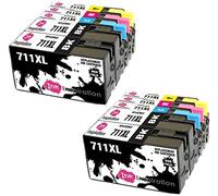 Ink Inspiration® Reemplazo para HP 711 711XL Multipack 10 Cartuchos de Tinta Compatible con HP DesignJet T120 T520, Negro/Cian/Magenta/Amarillo