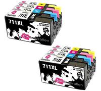 Ink Inspiration® Reemplazo para HP 711 711XL Multipack 8 Cartuchos de Tinta Compatible con HP DesignJet T120 T520, Negro/Cian/Magenta/Amarillo