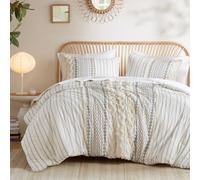 INK+IVY Imani - Juego de Funda de edredón 100% algodón, diseño Moderno de Mediados de Siglo, para Todas Las Estaciones, Fundas a Juego, matrimonial/Queen, felpilla Marfil, 3 Piezas