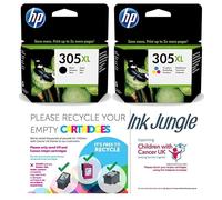 Ink Jungle HP 305XL - Cartucho de tinta negra y de color para impresoras HP Envy 6010, 6010e, 6020, 6020e, 6022, 6022e, 6030, 6030e, 6032, 6032e, 6420e, 6430e, 6432e y una bolsa de reciclaje de