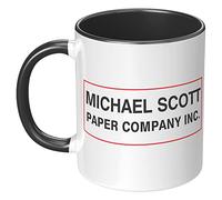 Ink Michael Scott Paper Company - Taza (negro), tazas de cerámica, tazas con asa, se pueden calentar, tazas impresas en colores divertidos