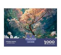 Ink Painting Flowears of White Gardenis 1000 Pcs Premium-Karton Puzzle Blooming Tree Stressabbau Familienspiel Puzzles Als Geburtstagsgeschenke 52x38cm/1000pcs