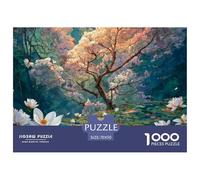 Ink Painting Flowears of White Gardenis 1000 Pcs Premium-Karton Puzzle Blooming Tree Stressabbau Kreatives Spiel Puzzles Als Geburtstagsgeschenke 70x50cm/1000pcs