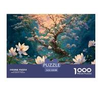 Ink Painting Flowears of White Gardenis 1000 Stück Ökopapier Puzzle Blooming Tree Stressabbau Kreatives Spiel Puzzles Als Geburtstagsgeschenke 52x38cm/1000pcs