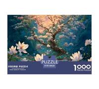 Ink Painting Flowears of White Gardenis 1000 Stück Stabiler Karton Puzzle Blooming Tree Lebendige Bilder Kreatives Spiel Puzzles Als Geburtstagsgeschenke 38x26cm/1000pcs