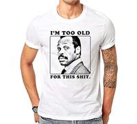 Ink Portrait Fashion I'm Too Old For This Shit Letter Man T-Shirt Graphic tee Printed Top Mens White Shirt XL