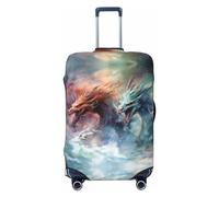 Ink Style Wave Dragon - Fundas elásticas para equipaje de viaje, 45,7 a 81,3 cm, Black, M