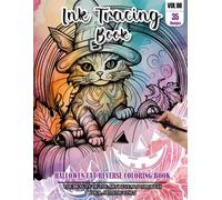 Ink Tracing Book for Adults: Stress relief reverse Halloween Cat Coloring Book for adults: mindfully Follow white lines to Uncover 35 cute Halloween ... pages a perfect gift for cat lovers(Vol-06)