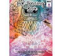 Ink Tracing Book: Stress relief reverse Owl Flower Coloring Book for adults: mindfully Follow white lines to Uncover 35 cute Owl Flower arts | ... color pages a perfect gift for Owl lovers