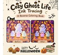 Ink Tracing Cozy Ghost Life: An Autumn Halloween Sweet & Spooky Kawaii Ghost Days Reverse Coloring Book for Relaxation, Creativity & Mindful Art Practice