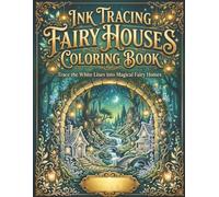 ink tracing fairy houses coloring book: Trace the White Lines into Magical Fairy Homes , , Creative Drawing and Art Therapy for Relaxation , Reverse Coloring page for adults
