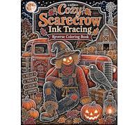 INK TRACING REVERSE COLORING BOOK COZY SCARECROW SPOOKY HALLOWEEN ( white line art ): Draw with One Black Pen for Relaxation, Creativity and Mindful ... Autumn Scenes Filled with Cozy Scarecrow'