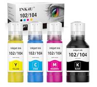 INK4U 104 102 Tinta Compatible con Epson 102 104 EcoTank Multipack para Epson EcoTank ET-2812 ET-1810 ET-2810 ET-2820 ET-2856 ET-4800 ET-4850 ET-4810 ET-3850 ET-15000