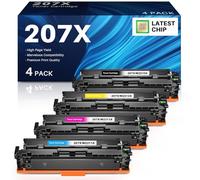 INK4U 207X Cartucho de tóner (con Chip) Compatible con HP 207X 207A Compatible con HP Color LaserJet Pro MFP M283fdw M282nw M255dw M255nw M283fdn M283cdw W2210X W2211X W2212X W2213X ( Pack de 4 )