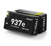 INK4U 937e Negro Cartuchos de Tinta (con Chip, Alta Capacidad) Compatible con HP 937e 937XL Tinta para Officejet Pro 9110b, 9120b, 9130b, 9720, 9730 Impresoras (2 Negro)