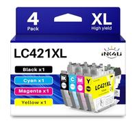 INK4U LC421 XL Cartuchos de Tinta Alta Capacidad Compatible para Brother LC421XLVAL LC-421XL Compatible con Brother DCP-J1050DW MFC-J1010DW DCP-J1140DW DCP-J1800DW Impresoras (4 Pack)