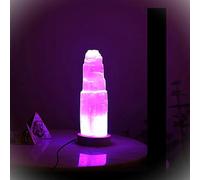 INKANAT Lámpara de Selenita 15cm USB - Luz LED color cambiante - Lámpara de Cristal Energética para Decoración, Meditación, Yoga, Relajación y Regalos Espirituales