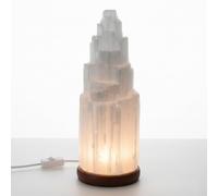 INKANAT Lámpara Selenita Natural 20 cm - Decorativa y Relajante con Bombilla Reemplazable - Iluminación Ambiental para Hogar, Oficina y Yoga