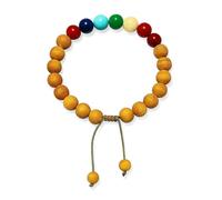 INKANAT Pulsera Palo Santo 7 Chakras - Tamaño ajustable - Aromática y Energética - Hecha a Mano - Pulsera Natural de Madera y Minerales