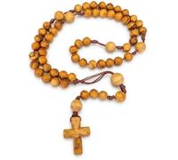 INKANAT Rosario Católico de Palo Santo | hecho a mano con 59 Cuentas | Cruz de Madera | Hecho en Perú | Rosario Católico para Oración | Aroma Natural