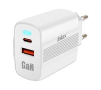 Inkax, Cargador de Red USB-C GaN 45W + USB Carga Rápida Formato Minimalista