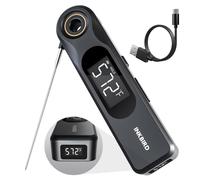 INKBIRD Termómetro de carne de lectura instantánea recargable de doble pantalla de 0,5 segundos para cocinar y barbacoa, sonda ultrafina profesional de 1,8 mm, termómetro de cocina impermeable IP65