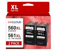 INKCLOUD Cartuchos 560XL 561XL | 1 negro + 1 color | Compatible con Canon 560 561 XL Set, PG-560XL CL-561XL Multipack para Pixma TS5350i TS5351 TS5352 TS5353