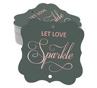 Inkdotpot Dejar Que El Amor Chispa Boda Etiqueta De La Botella Verdadera Oro Rosa Lámina Favor Forma De Soporte Etiquetas Colgantes Paquete De 50