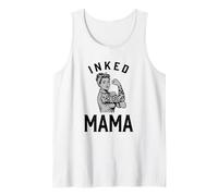 Inked Mama Fuerte Tatuado Mamá Flexionando Bíceps Camiseta sin Mangas