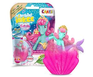 INKEE Bomba de baño para niños con figura Sorpresa de Galupy Mermaid, Bombas de baño con aroma a algodón de azúcar, rosa o turquesa, 100g