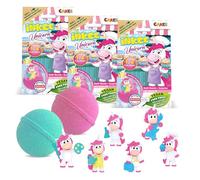 INKEE Bombas de Baño para Niños con Figura Sorpresa de Unicornio, Pack 3 | 6 figuras coleccionables de unicornios con profesiones, aroma a batido de plátano, veganas y sin microplásticos